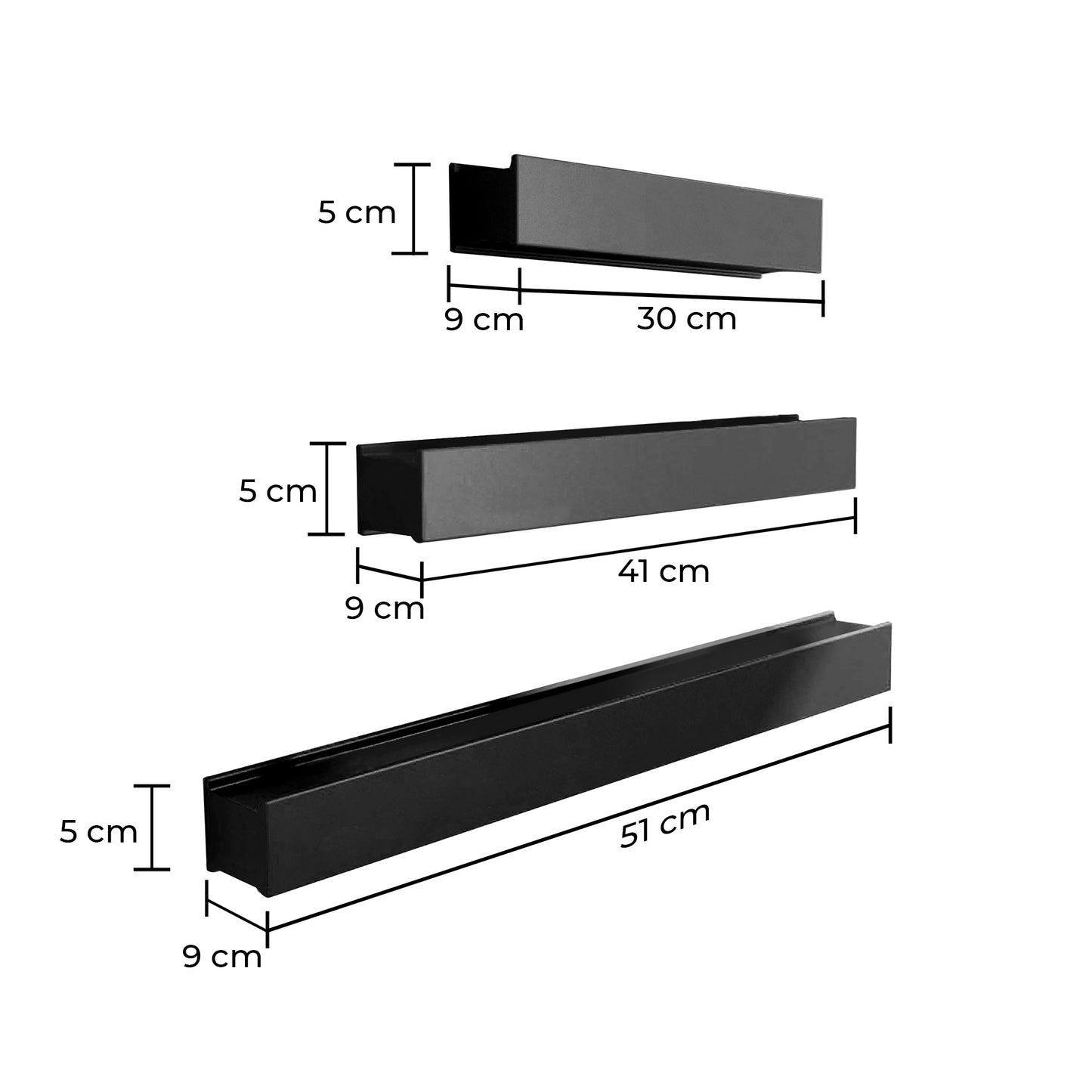 Home Sparkle Modern Floating Wall Shelves Set of 3 – Premium Black Wall Mounted Display Shelves for Living Room, Bedroom & Office