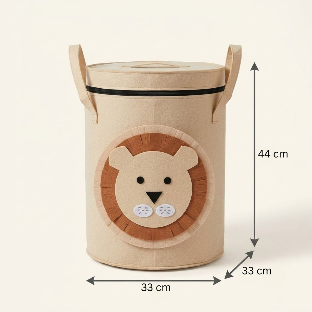 Laundry Basket & Toy Storage Basket with Lid and Handles – Cute Lion Design