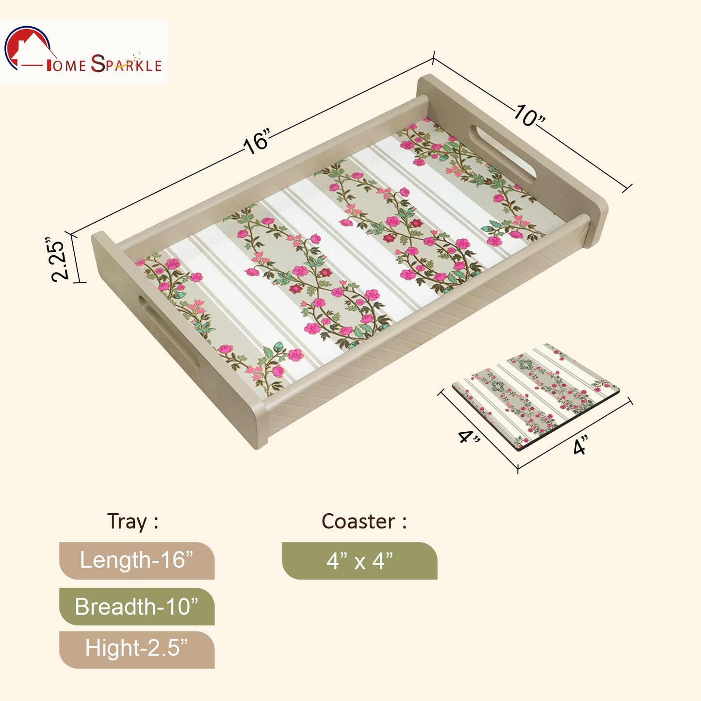 Wooden Serving Tray – 17.75" x 12" x 2.75", Reversible Water-Resistant Tray, Engineered Wood, Multipurpose Tray for Kitchen, Dining & Home Decor – Stylish & Strong