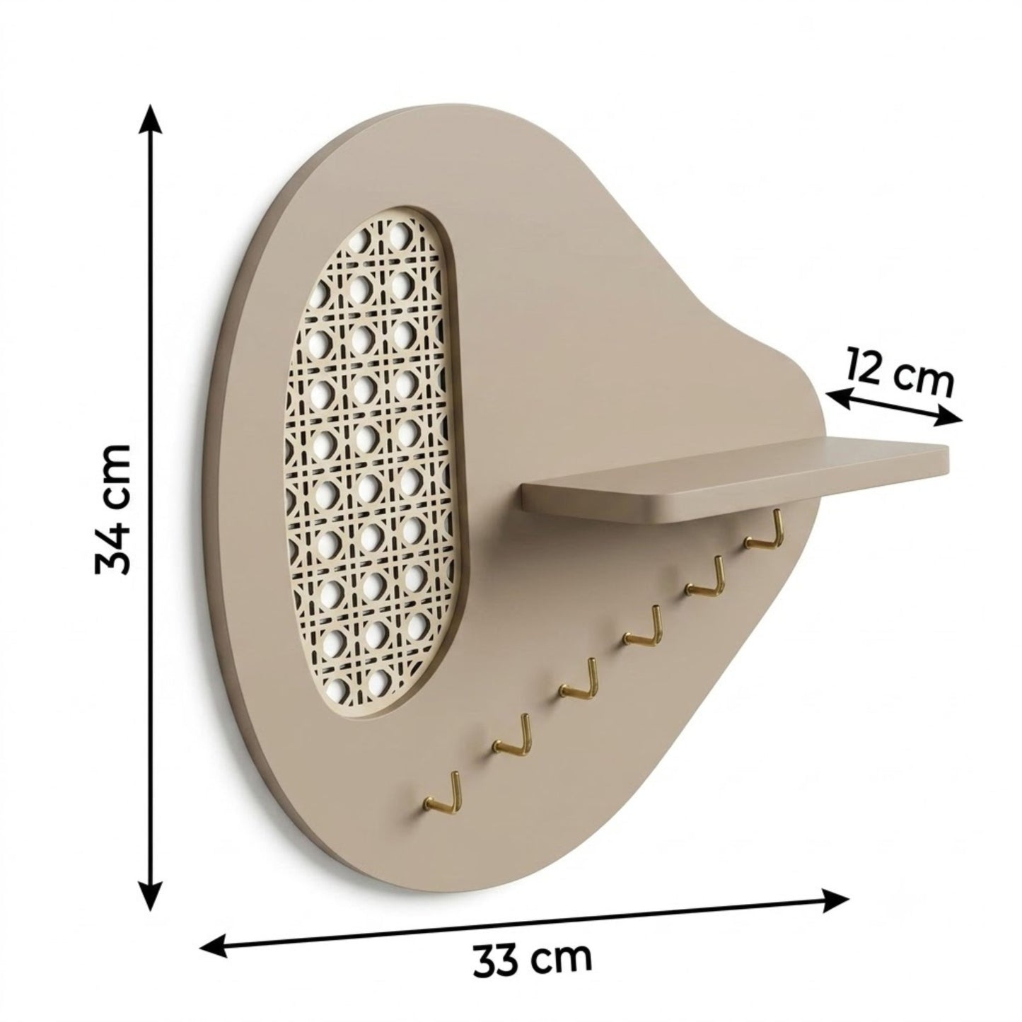 Home Sparkle Modern Wall Key Holder with Shelf | Beige Wooden Entryway Organizer with Hooks