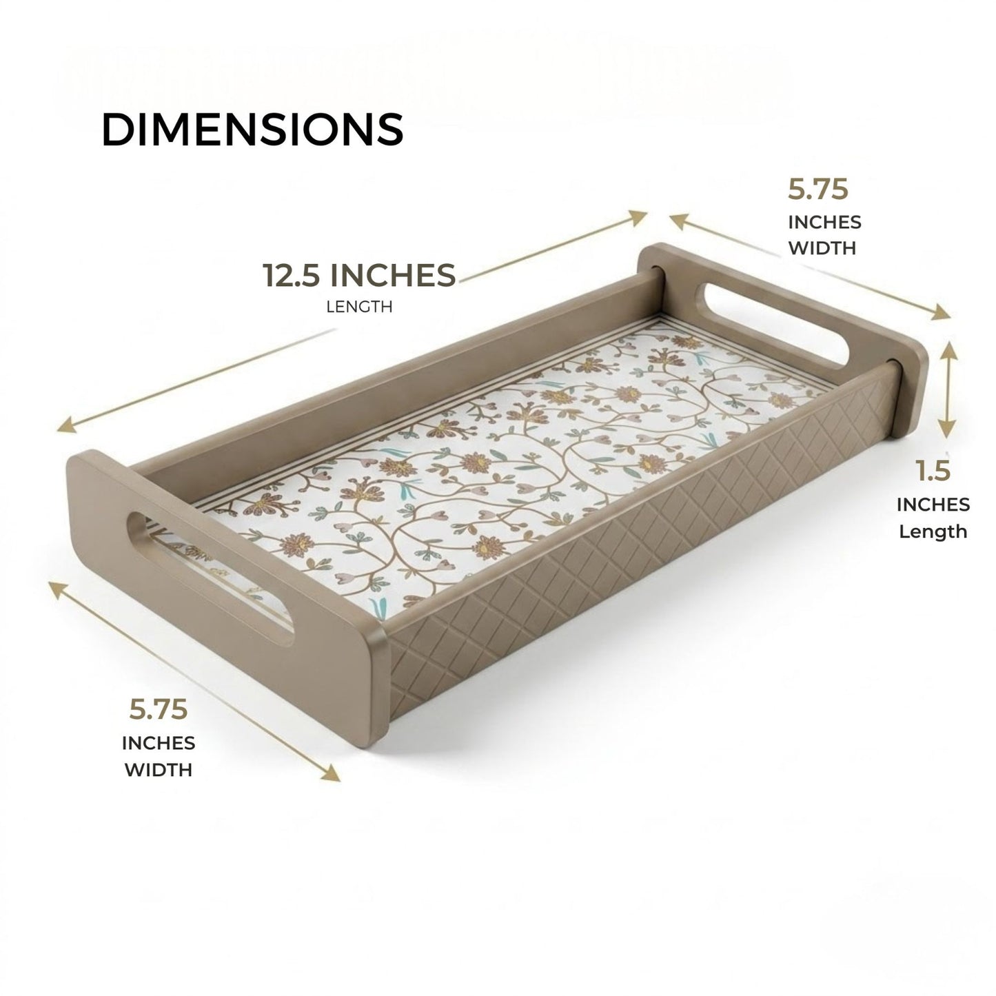Home Sparkle Floral Wooden Serving Tray | Premium Tea & Coffee Serving Tray with Handles | Decorative Kitchen Tray