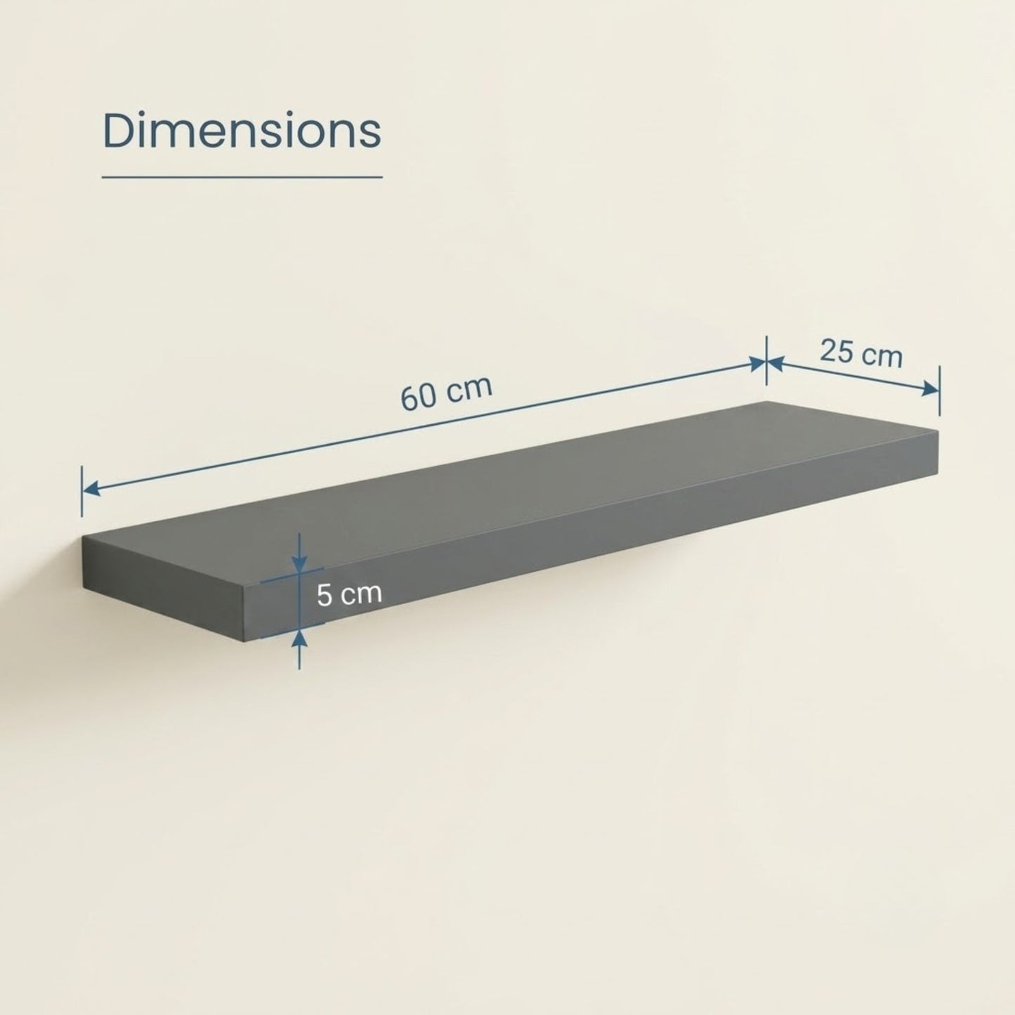 Home Sparkle Premium Floating Wall Shelf | Grey Engineered Wood Display Shelf for Home & Office
