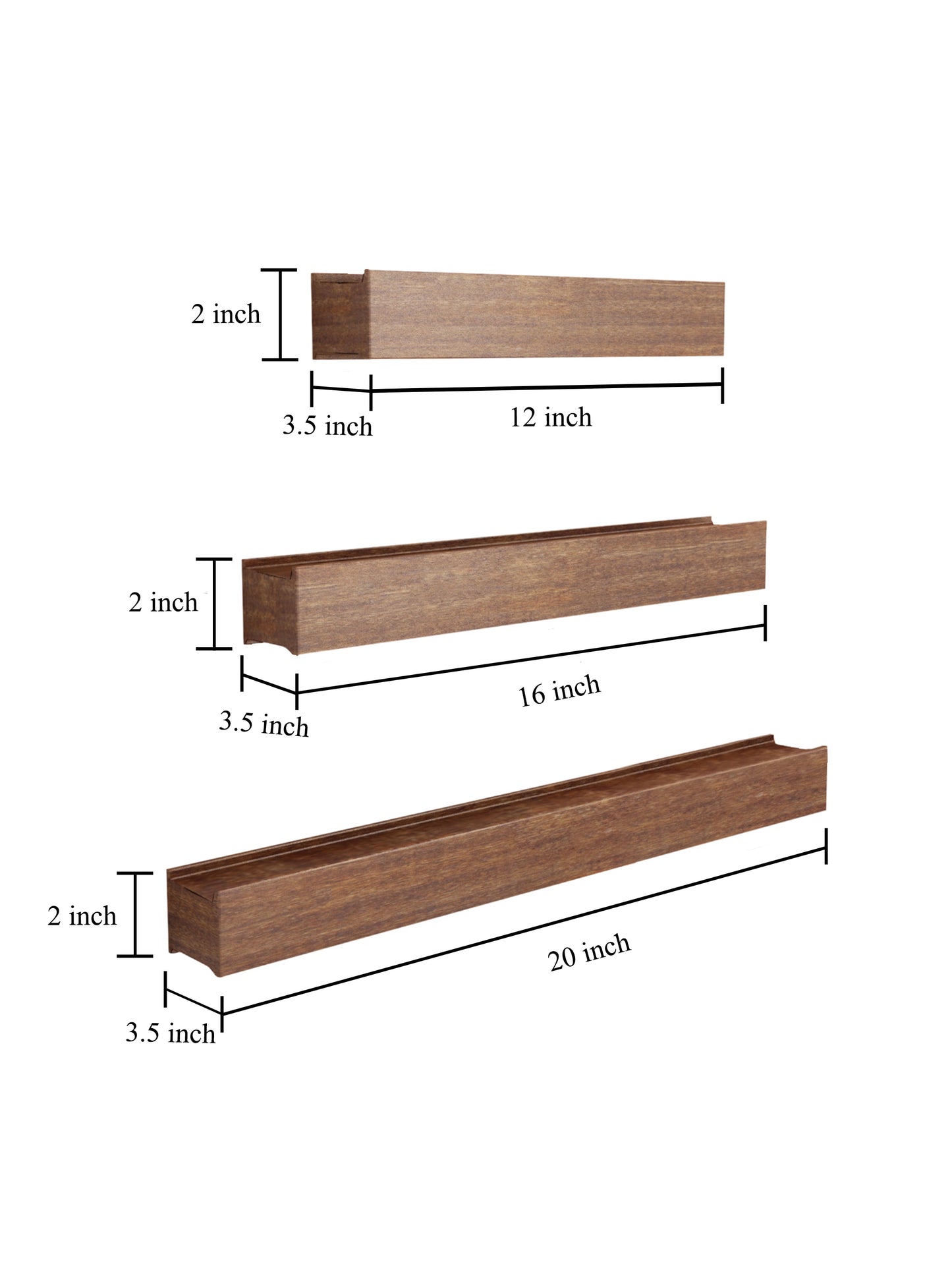 Home Sparkle Modern Floating Wall Shelves Set of 3 – Premium Brown Wall Mounted Display Shelves for Living Room, Bedroom & Office