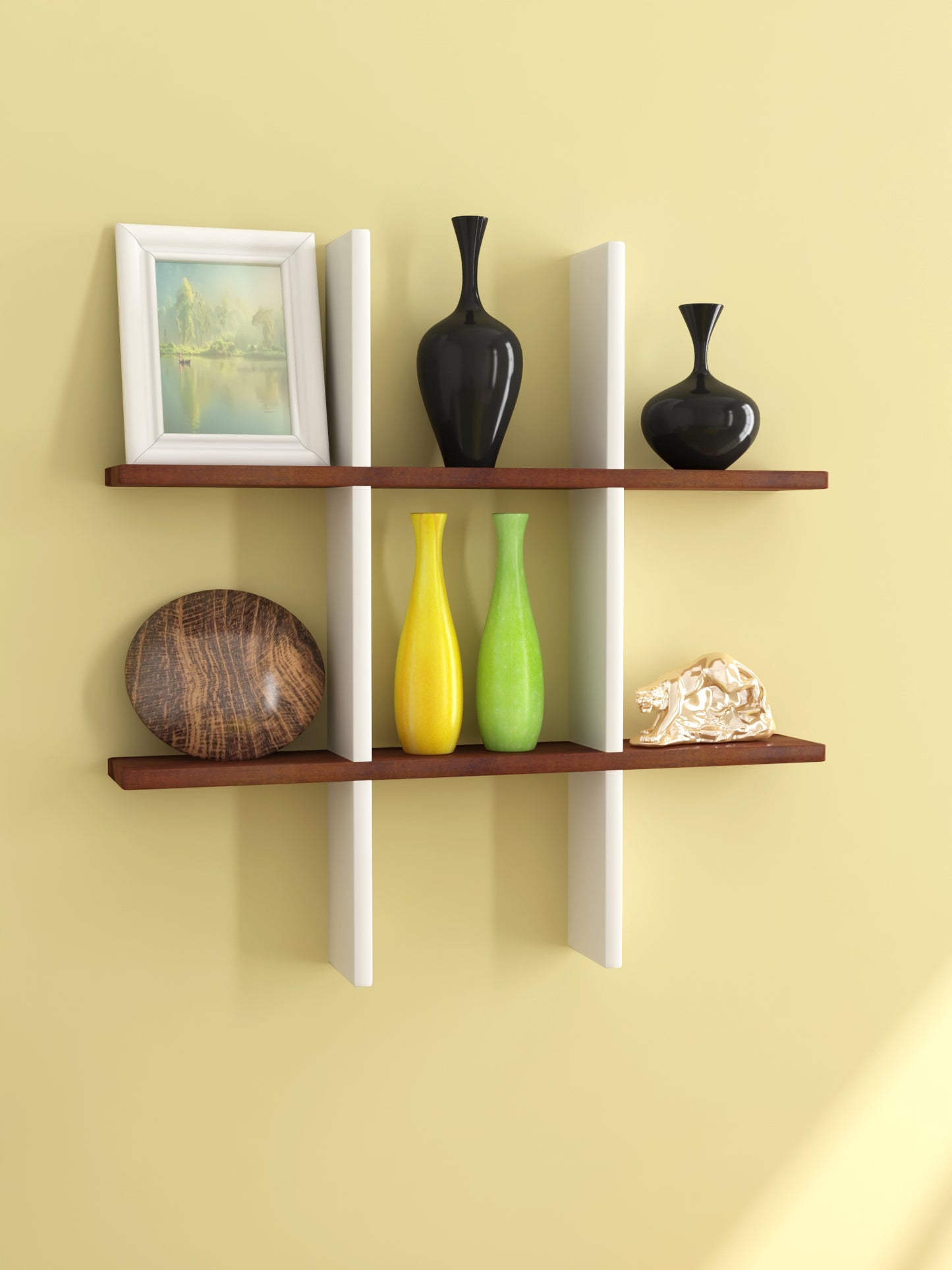 Home Sparkle Plus Shaped Wall Shelves Engineered Wood | Display Rustic Wood Ledge Shelves | Wall Shelves| Rack | Farmhouse Shelves for Bedroom Office Kitchen Living Room (Brown)