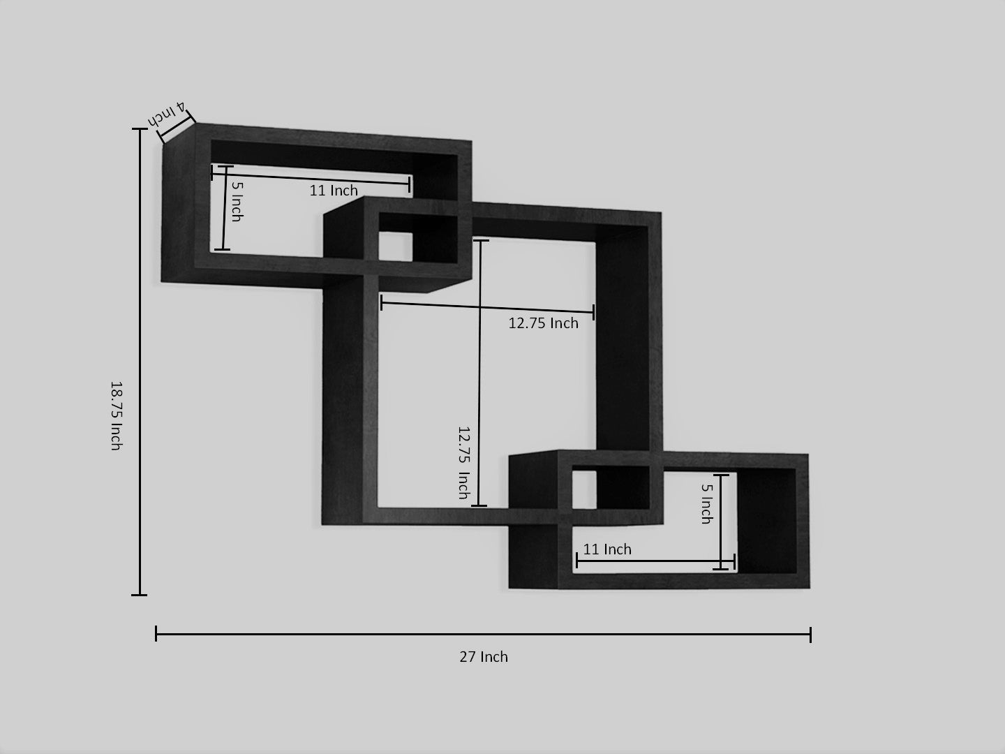 Home Sparkle Wall Mounted Floating Shelves | Interlocking 1 Big Cube & 2 Small Rectangle Design | Perfect Shelving Unit for Bedrooms, Offices, Living Rooms & Kitchens