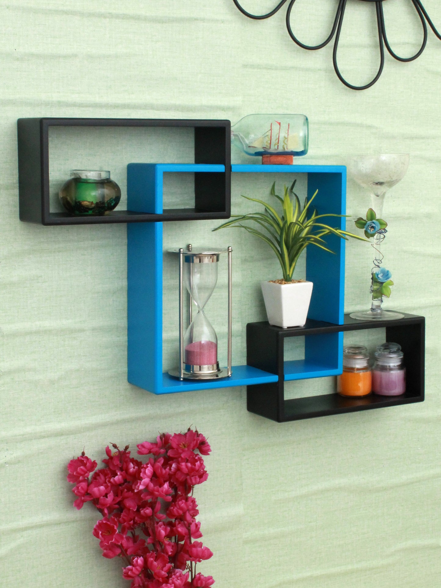 Home Sparkle Wall Mounted Floating Shelves | Interlocking 1 Big Cube & 2 Small Rectangle Design | Perfect Shelving Unit for Bedrooms, Offices, Living Rooms & Kitchens