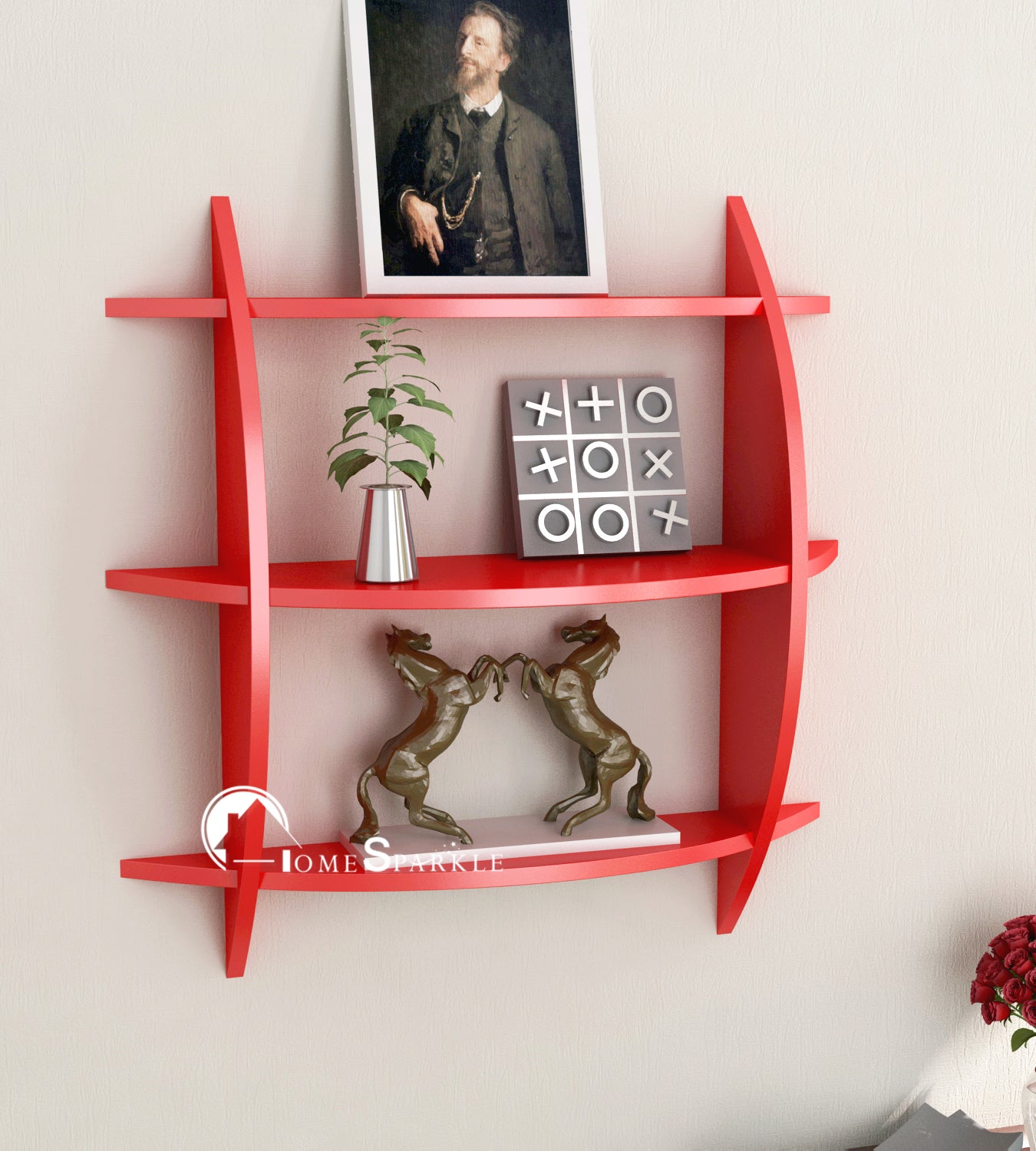 Home Sparkle Engineered Wood Wall Shelves | Wall Mounted 3 Tier Rack Wooden Shelf for Living Room, Office and Bedroom