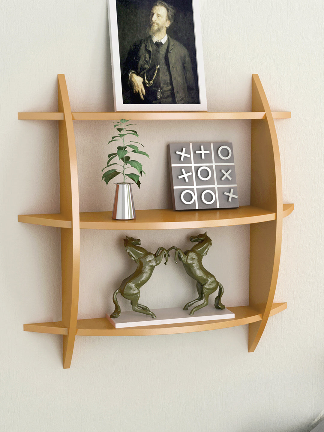 Home Sparkle Engineered Wood Wall Shelves | Wall Mounted 3 Tier Rack Wooden Shelf for Living Room, Office and Bedroom