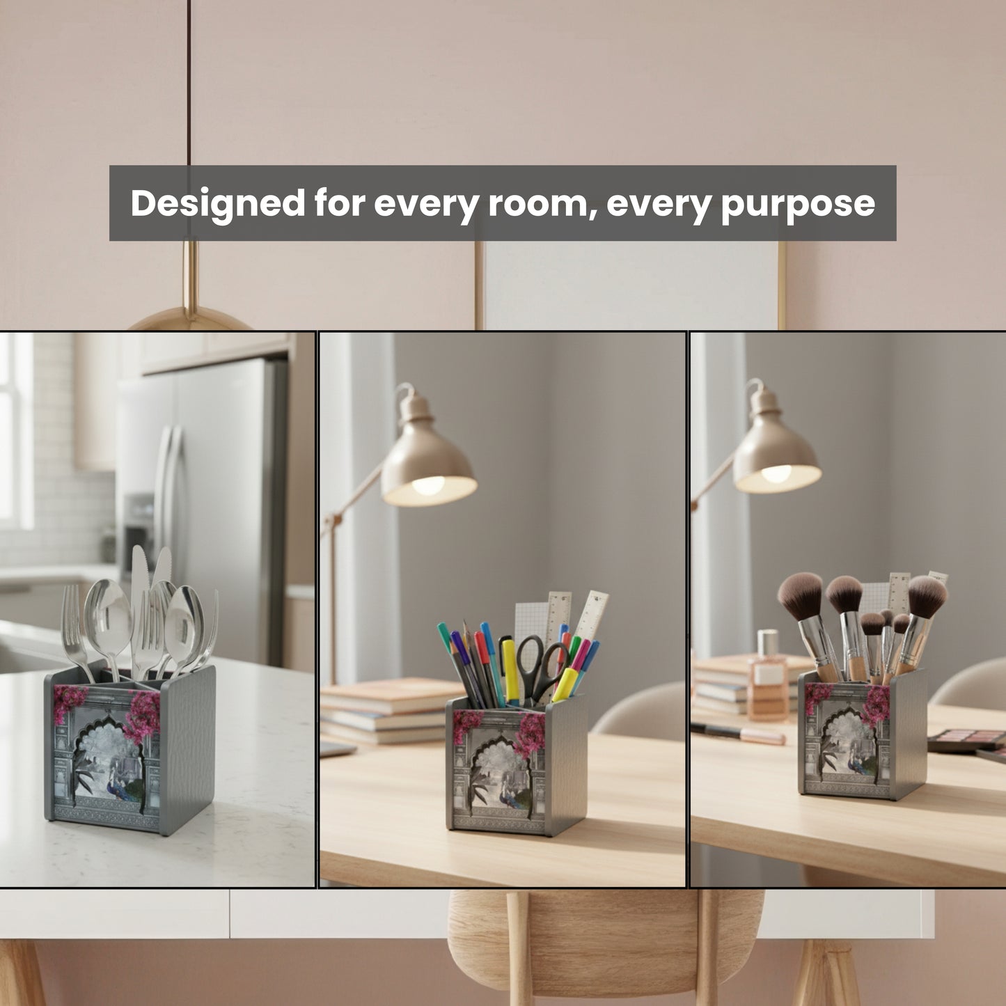 Wooden Cutlery Holder for Dining Table & Kitchen | Multi-Compartment Utensil Organizer for Spoons, Forks, Knives & Napkins