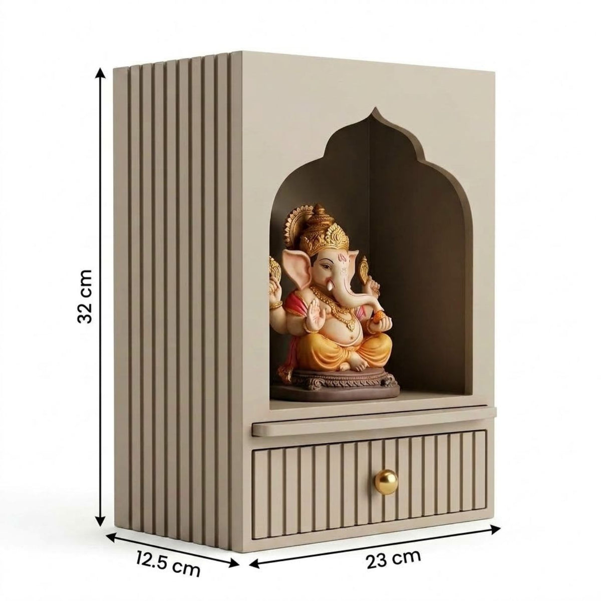 Wall Mounted Royal Arch Mandir for Home with Drawer | Wooden Home Temple for God Idol, Wall Hanging Puja Mandir & Prayer Shelf
