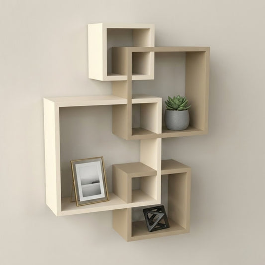 Home Sparkle Modern Floating Wall Shelf | Decorative Geometric MDF Wall Rack for Living Room, Bedroom & Office