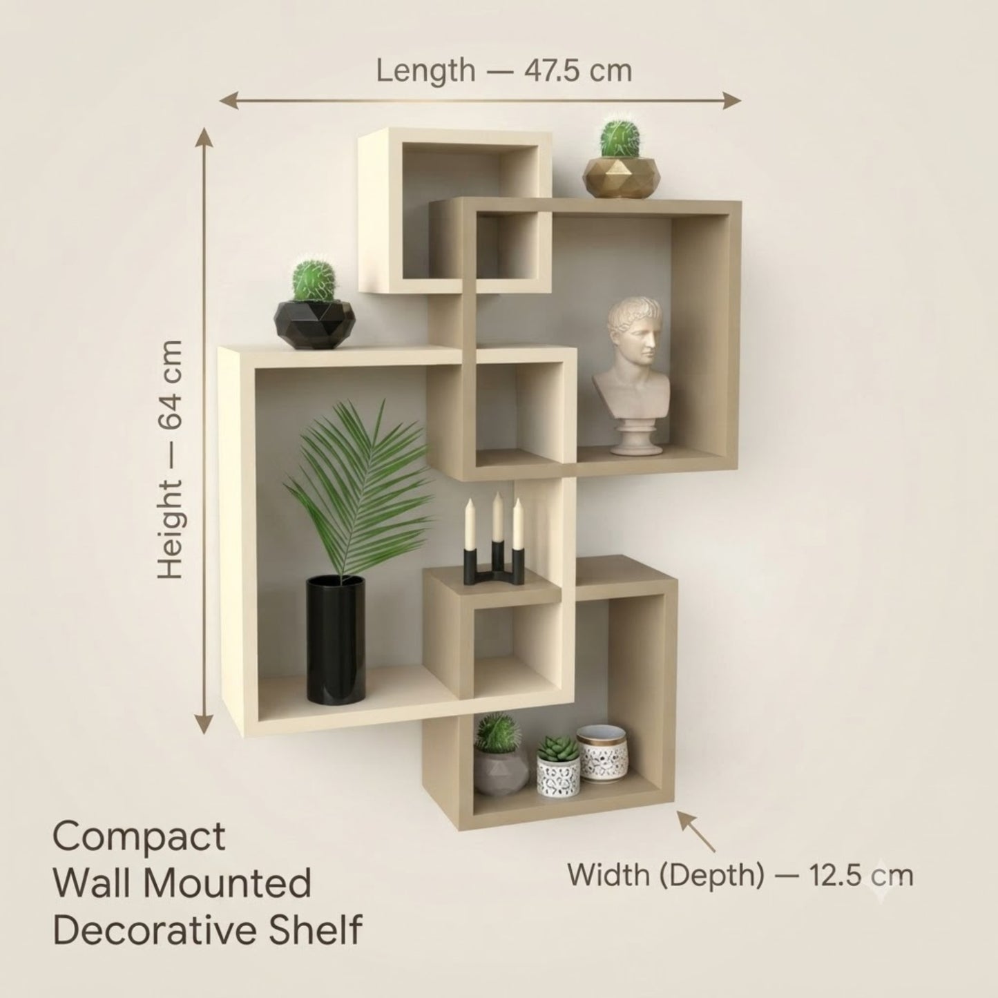 Home Sparkle Modern Floating Wall Shelf | Decorative Geometric MDF Wall Rack for Living Room, Bedroom & Office