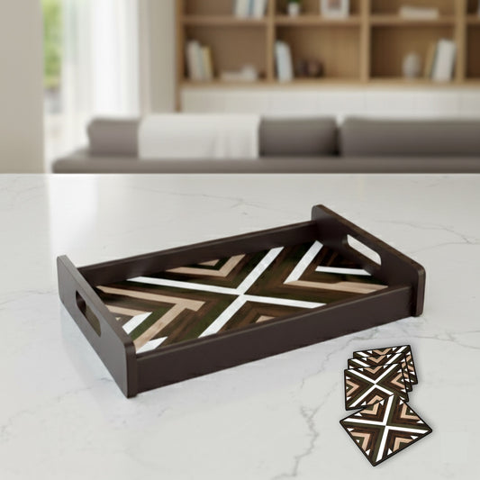 Wooden Serving Tray – 17.75" x 12" x 2.75", Reversible Water-Resistant Tray, Engineered Wood, Multipurpose Tray for Kitchen, Dining & Home Decor – Stylish & Strong