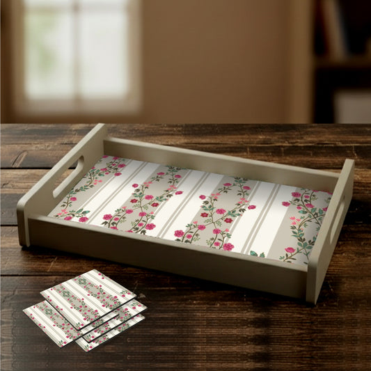 Wooden Serving Tray – 17.75" x 12" x 2.75", Reversible Water-Resistant Tray, Engineered Wood, Multipurpose Tray for Kitchen, Dining & Home Decor – Stylish & Strong