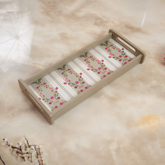 Rectangle Wooden Serving Tray | Elegant Printed Tray for Home & Café Décor