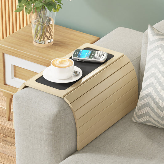 Home Sparkle Wooden Sofa Arm Tray – Adjustable, Foldable Couch Armrest Table & Cup Holder for Snack, Drinks, Phone, Remote