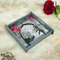 Square Wooden Serving Tray | Elegant Printed Tray for Home & Café Décor