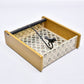 Wooden Tissue Box Holder for Dining Table & Living Room | Elegant Printed Napkin Organizer with Metal Handle