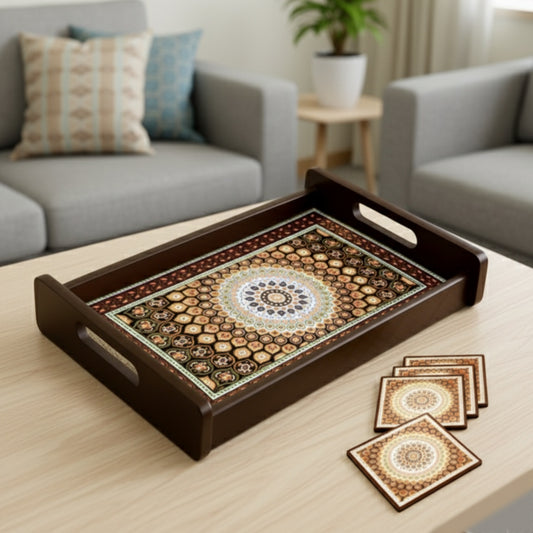 Wooden Serving Tray – 17.75" x 12" x 2.75", Reversible Water-Resistant Tray, Engineered Wood, Multipurpose Tray for Kitchen, Dining & Home Decor – Stylish & Strong