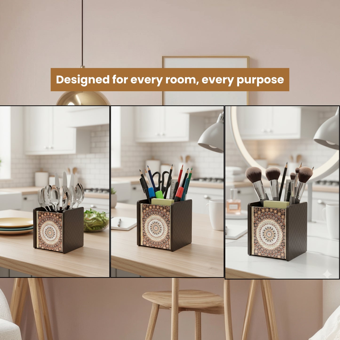 Wooden Cutlery Holder for Dining Table & Kitchen | Multi-Section Utensil Organizer for Spoons, Forks & Napkins – Stylish Table Accessory