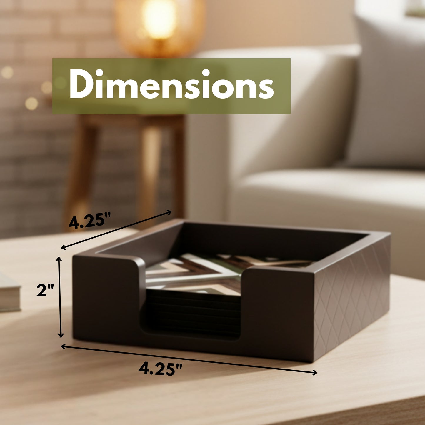 Coasters Set for Dining Table – Tea Coasters for Cups & Mugs | Elegant Table Décor Accessories – Set of 6 with Holder – Durable & Stylish