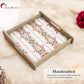 Square Wooden Serving Tray | Elegant Printed Tray for Home & Café Décor