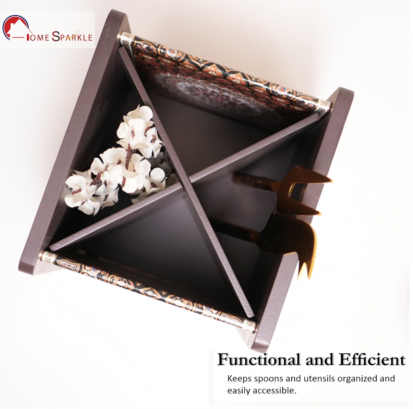 Wooden Cutlery Holder for Dining Table & Kitchen | Multi-Section Utensil Organizer for Spoons, Forks & Napkins – Stylish Table Accessory