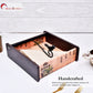 Wooden Tissue Box Holder for Dining Table & Living Room | Elegant Printed Napkin Organizer with Metal Handle