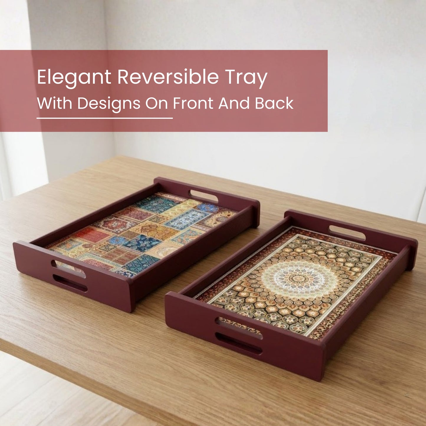 **Home Sparkle Premium Wooden Serving Tray – Elegant Decorative Tray for Home, Dining & Serving**