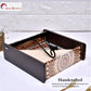Wooden Tissue Box Holder for Dining Table & Living Room | Elegant Printed Napkin Organizer with Metal Handle