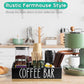 Home Sparkle Coffee Station Organizer for Counter – Rustic Wood Coffee Pod Holder with 7 Compartments, Tea & Condiment Storage, Farmhouse Coffee Bar Accessories for Kitchen or Office (G32N)