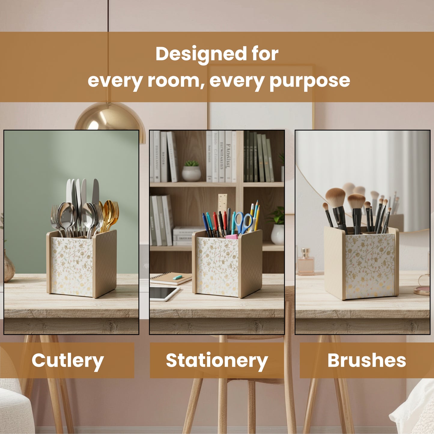 Wooden Cutlery Holder for Dining Table & Kitchen | Multi-Section Utensil Organizer for Spoons, Forks & Napkins – Stylish Table Accessory