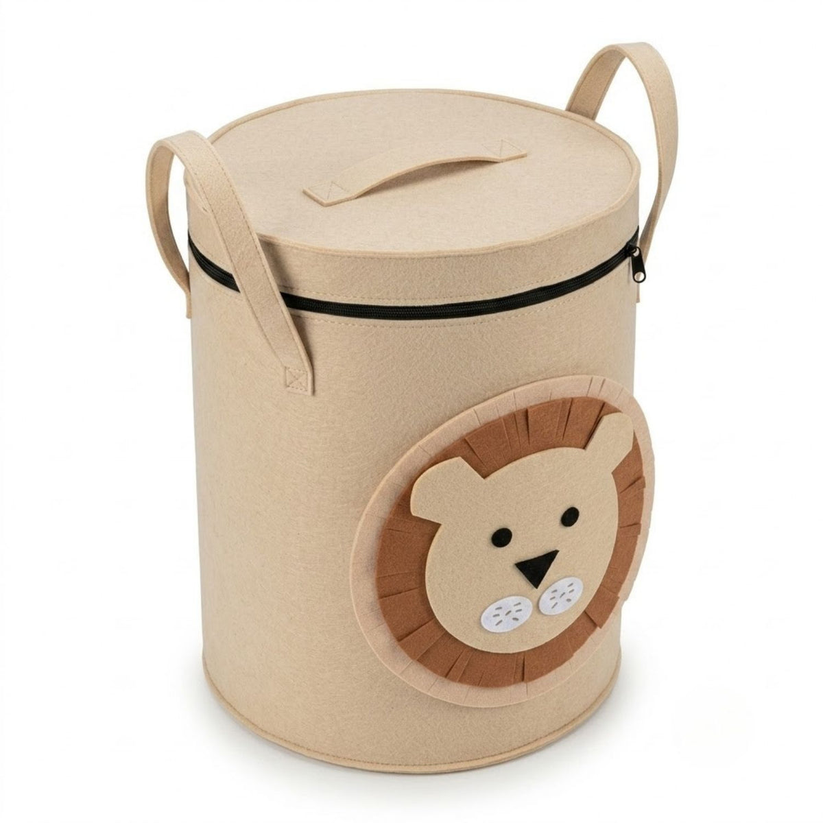 Laundry Basket & Toy Storage Basket with Lid and Handles – Cute Lion Design