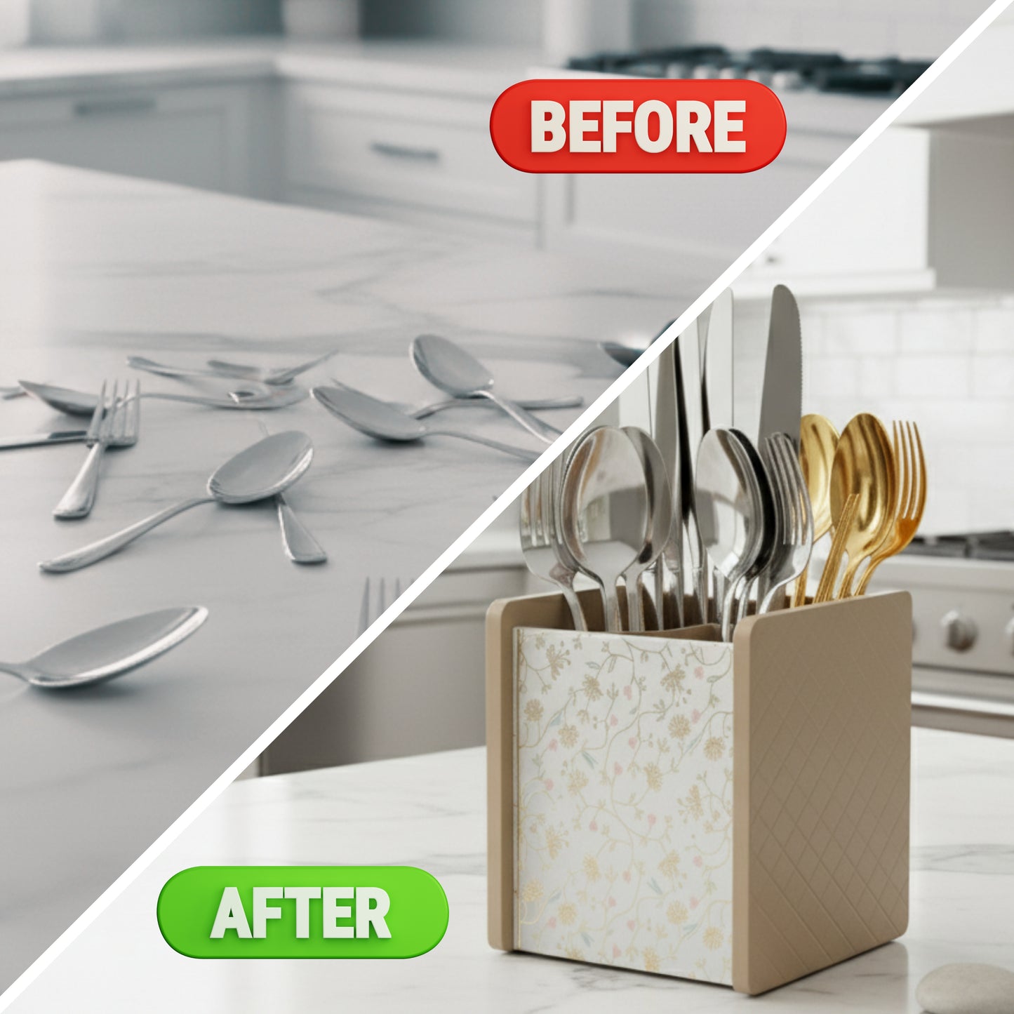 Wooden Cutlery Holder for Dining Table & Kitchen | Multi-Section Utensil Organizer for Spoons, Forks & Napkins – Stylish Table Accessory