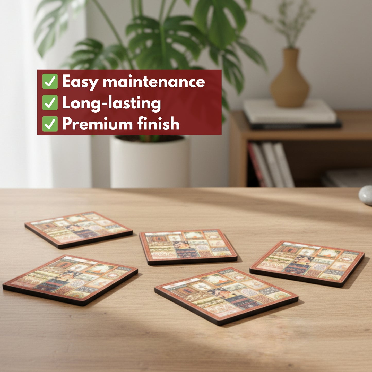 Set of 3 Printed Wooden Serving Trays for Kitchen, Tea, Coffee & Snacks | Decorative MDF Tray Set for Home & Gifting