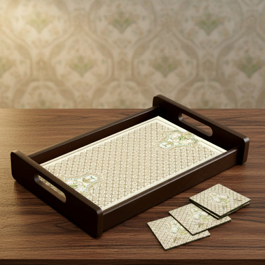 Wooden Serving Tray – 17.75" x 12" x 2.75", Reversible Water-Resistant Tray, Engineered Wood, Multipurpose Tray for Kitchen, Dining & Home Decor – Stylish & Strong