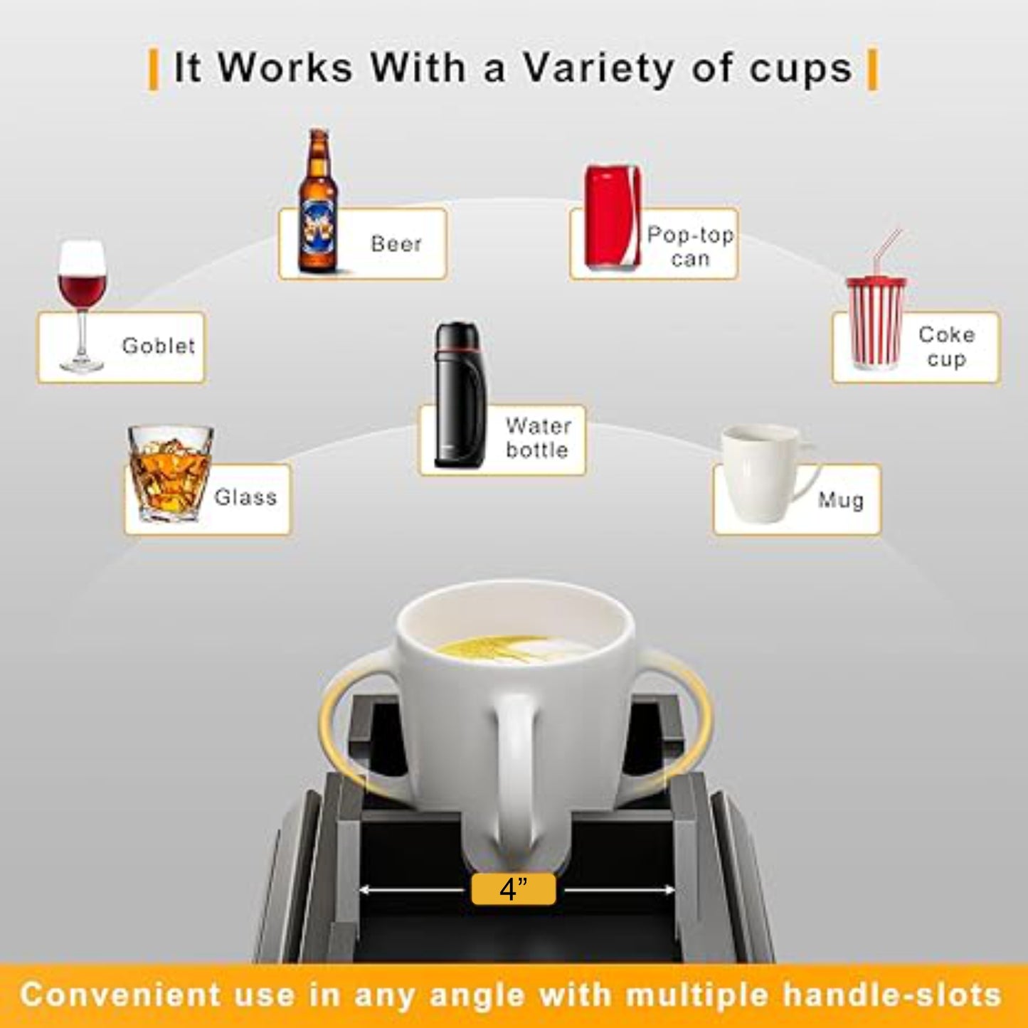 Home Sparkle Bamboo Couch Armrest Tray 2 in 1 - Cup Holder & Sofa Arm Tray - Anti-Slip, Foldable - Black