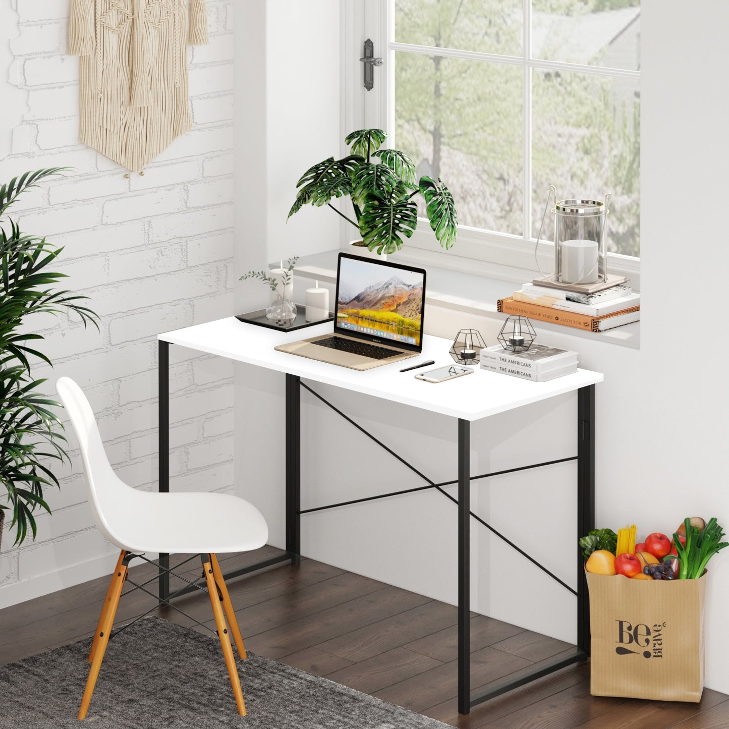 Home Sparkle Modern Console Table for Living Room & Entryway | Minimalist Side Table with Cross-Frame Design