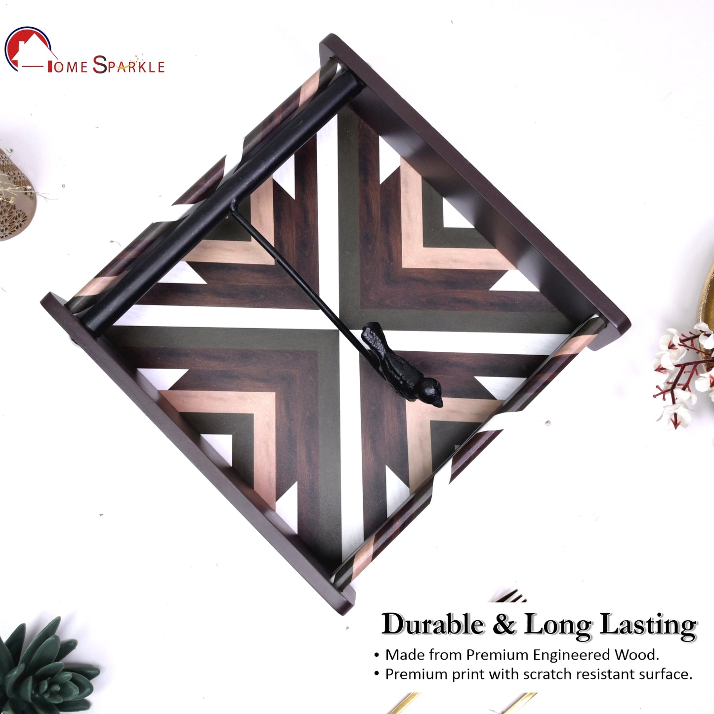 Decorative Wooden Tissue Box Holder for Dining Table & Living Room | Elegant Napkin Organizer with Printed Design