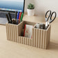 Home Sparkle Wooden Desk Organizer | Beige|Desktop Accessories Organizer for Office & Home | Multi-Compartment Pen, Pencil, Scissors & Card Holder