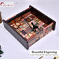 Wooden Tissue Box Holder for Dining Table & Living Room | Elegant Printed Napkin Organizer with Metal Handle