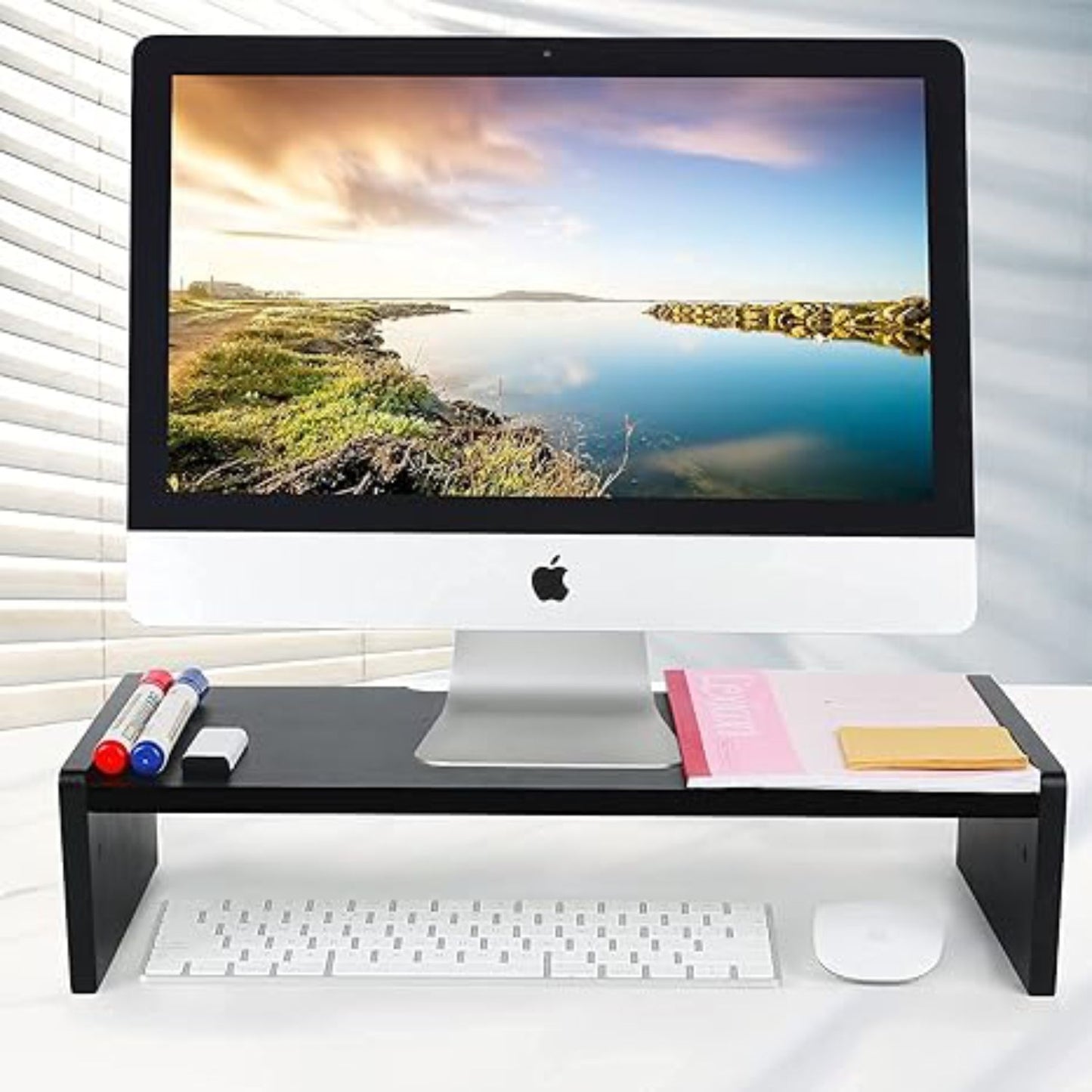 Home Sparkle Bamboo Wooden Monitor Stand Riser for Desk | Ergonomic Desktop Organizer for Office, Home, Studio, Gaming & Study Tables