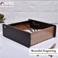 Wooden Tissue Box Holder for Dining Table & Living Room | Elegant Printed Napkin Organizer with Metal Handle