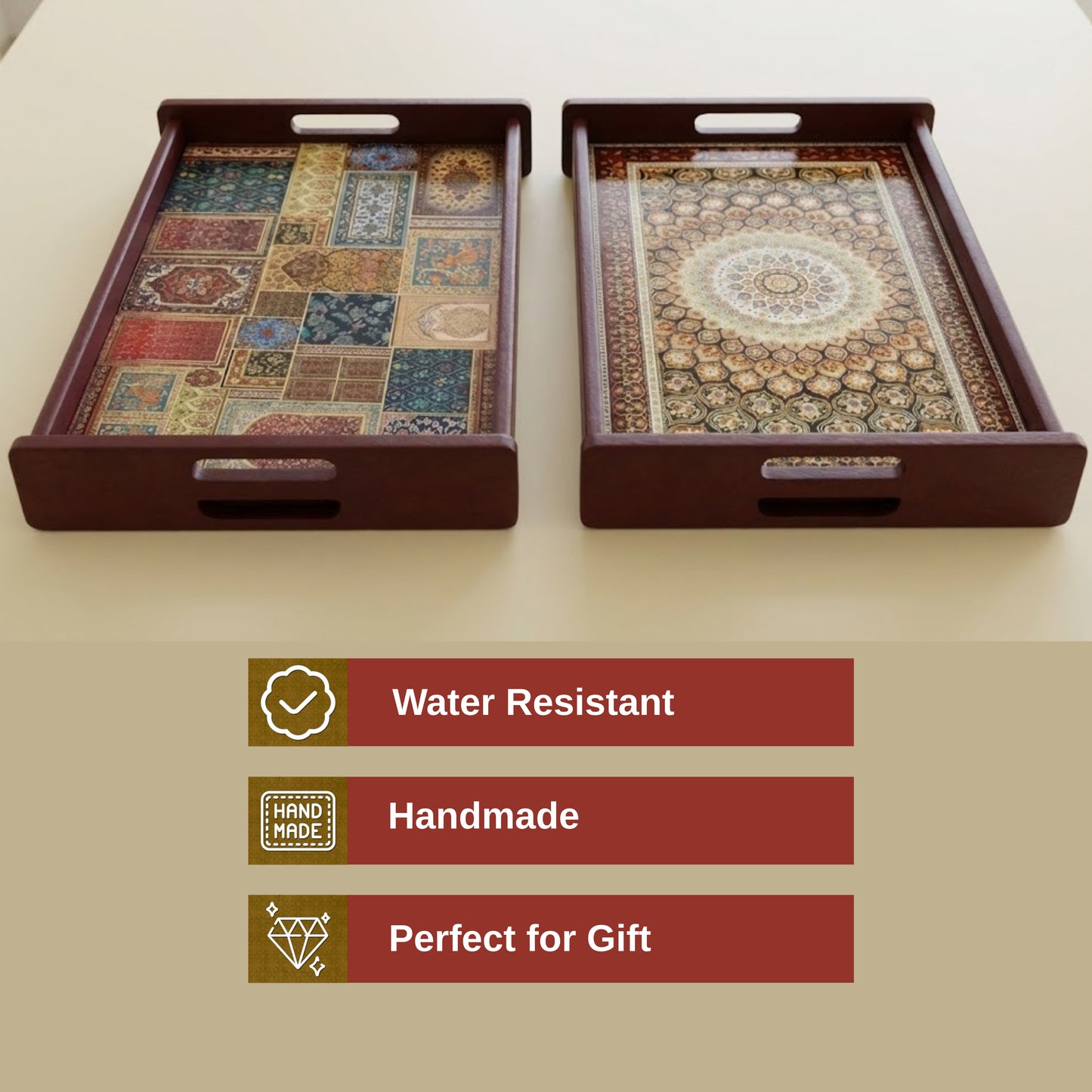 **Home Sparkle Premium Wooden Serving Tray – Elegant Decorative Tray for Home, Dining & Serving**