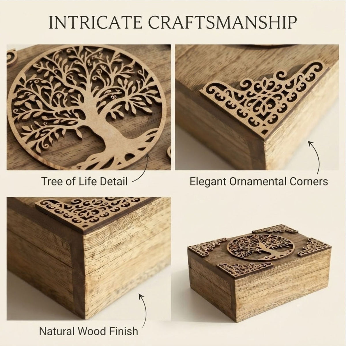 Home Sparkle Mango Wood Jewellery Box – Premium Wooden Jewellery Organizer