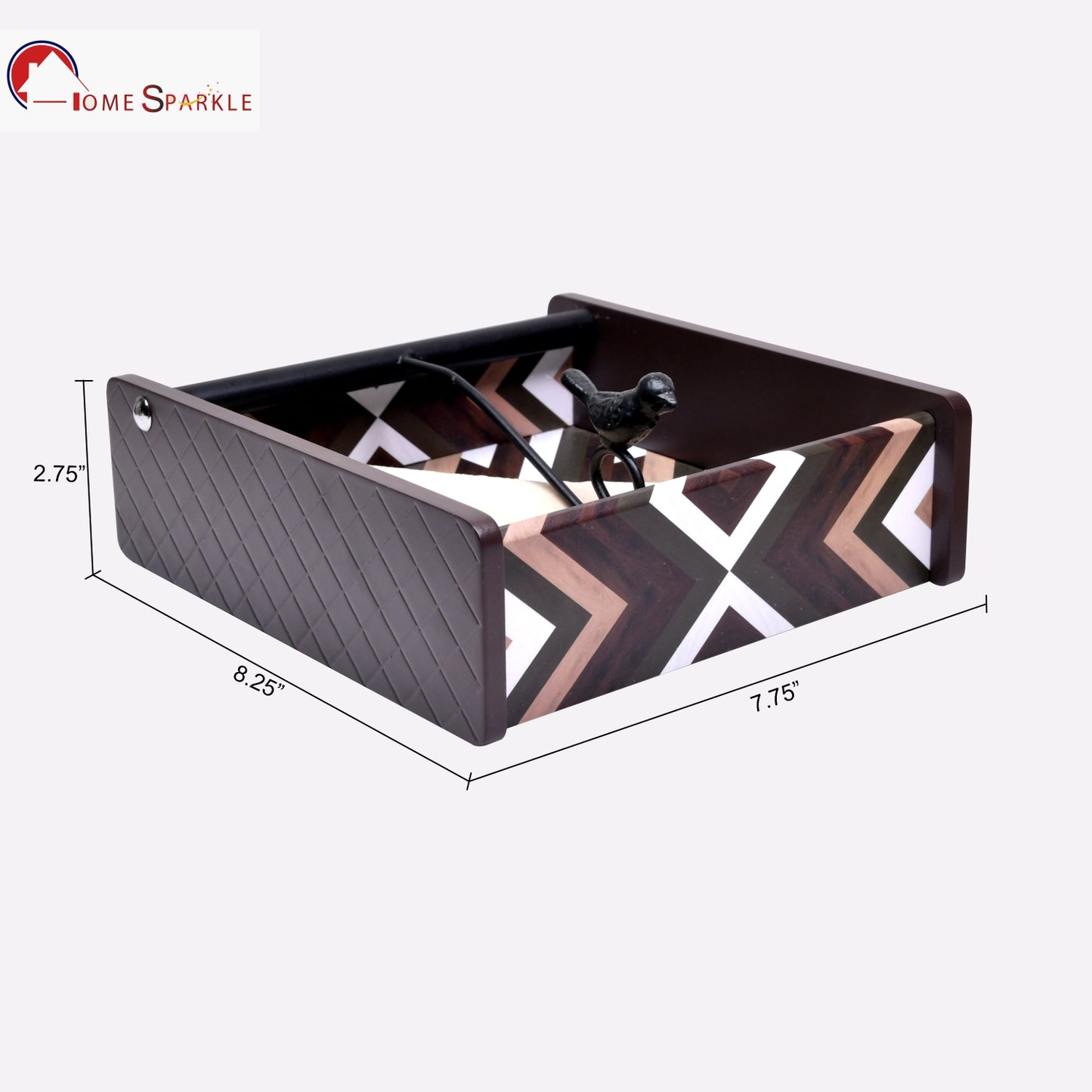 Decorative Wooden Tissue Box Holder for Dining Table & Living Room | Elegant Napkin Organizer with Printed Design