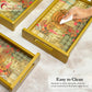 Set of 3 Printed Wooden Serving Trays for Kitchen, Tea, Coffee & Snacks | Decorative MDF Tray Set for Home & Gifting