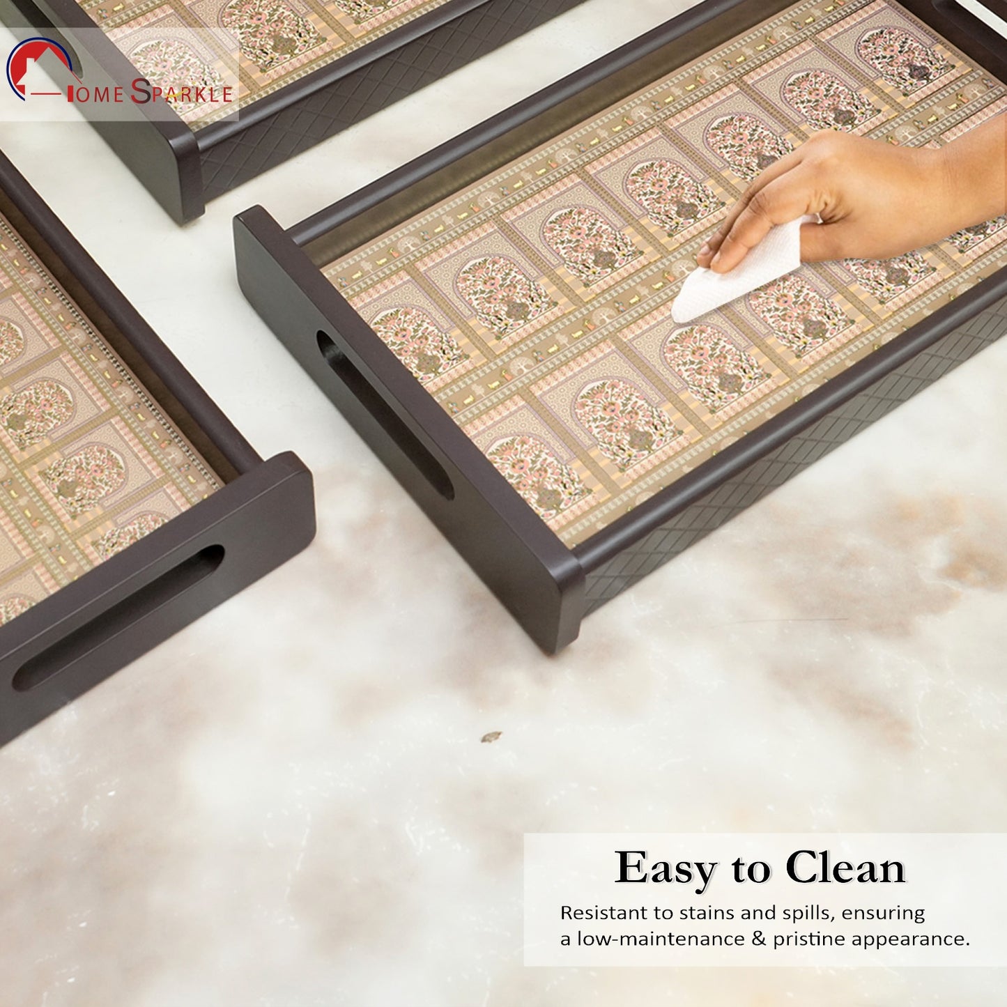 Stylish set of 3 printed wooden serving trays — perfect for tea, coffee, snacks, and home décor. Durable, elegant, and ideal for everyday use or gifting.