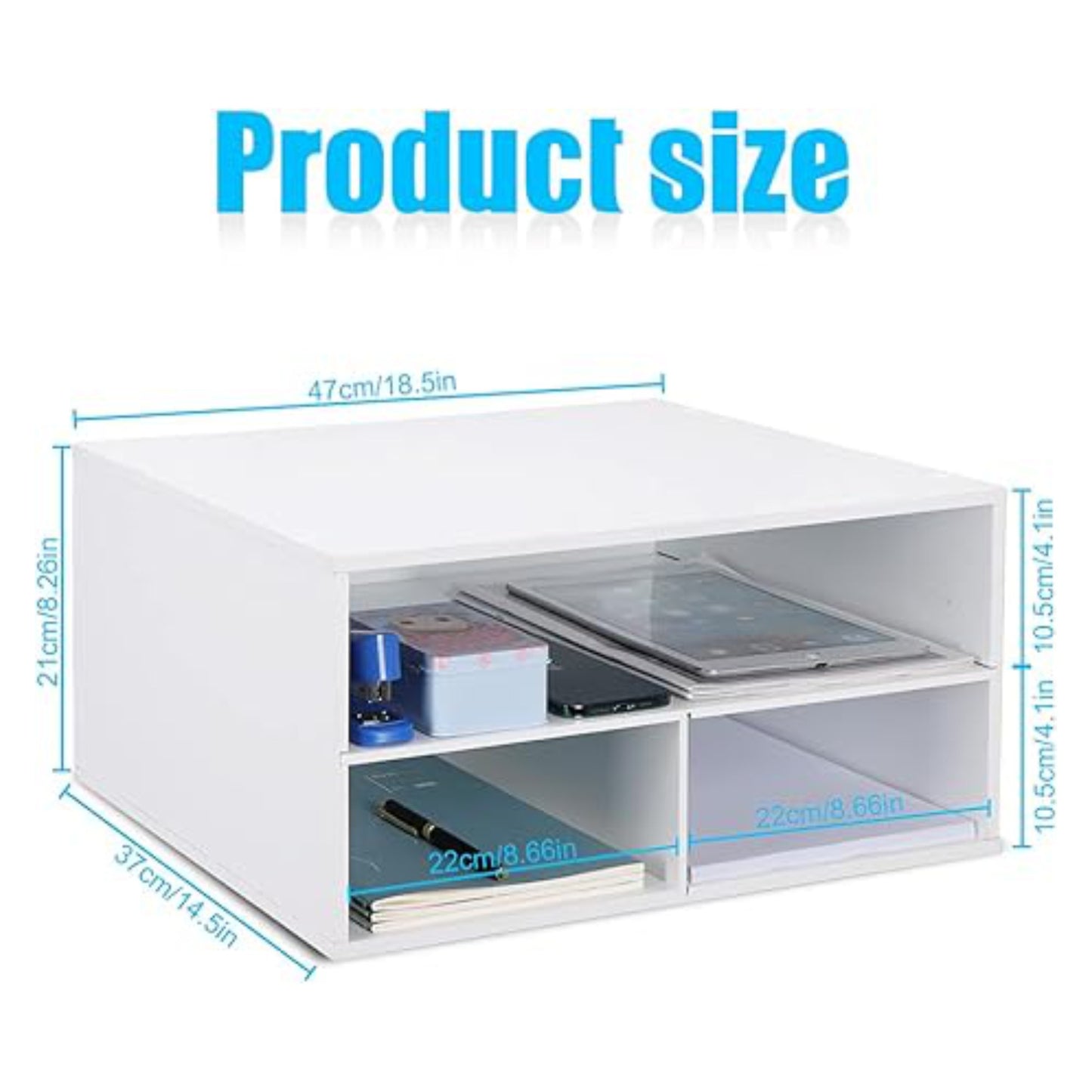 Home Sparkle 3-Tier Printer Stand with Storage – Wood Desk Organizer Shelf for Home/Office, Paper Tray, Printer Riser for Desk, Compact Monitor Stand