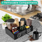 Home Sparkle Coffee Station Organizer for Counter – Rustic Wood Coffee Pod Holder with 7 Compartments, Tea & Condiment Storage, Farmhouse Coffee Bar Accessories for Kitchen or Office (G32N)